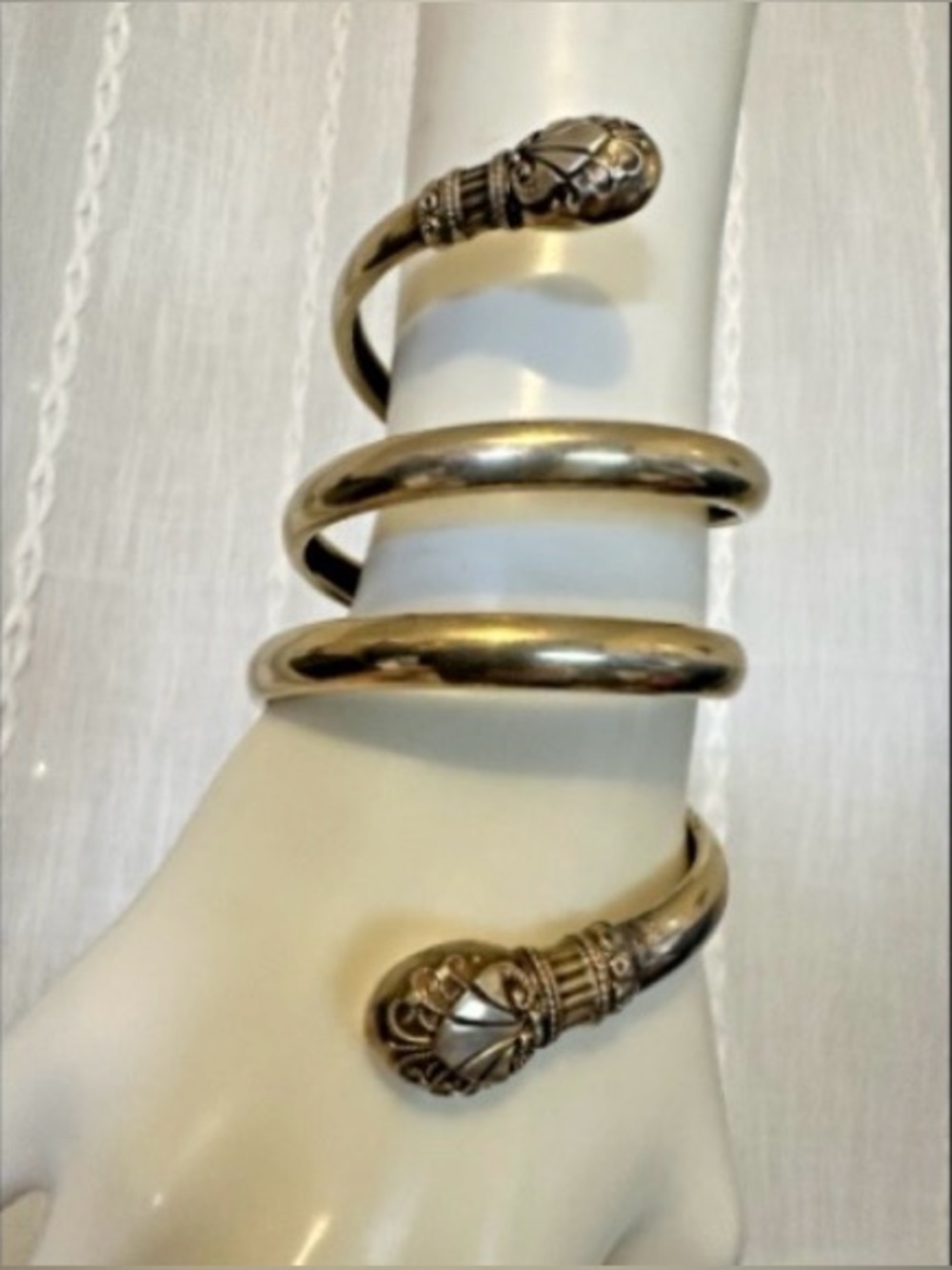 Women's Sterling Silver Gold Wash Vintage  Spiral Wrap Bracelet